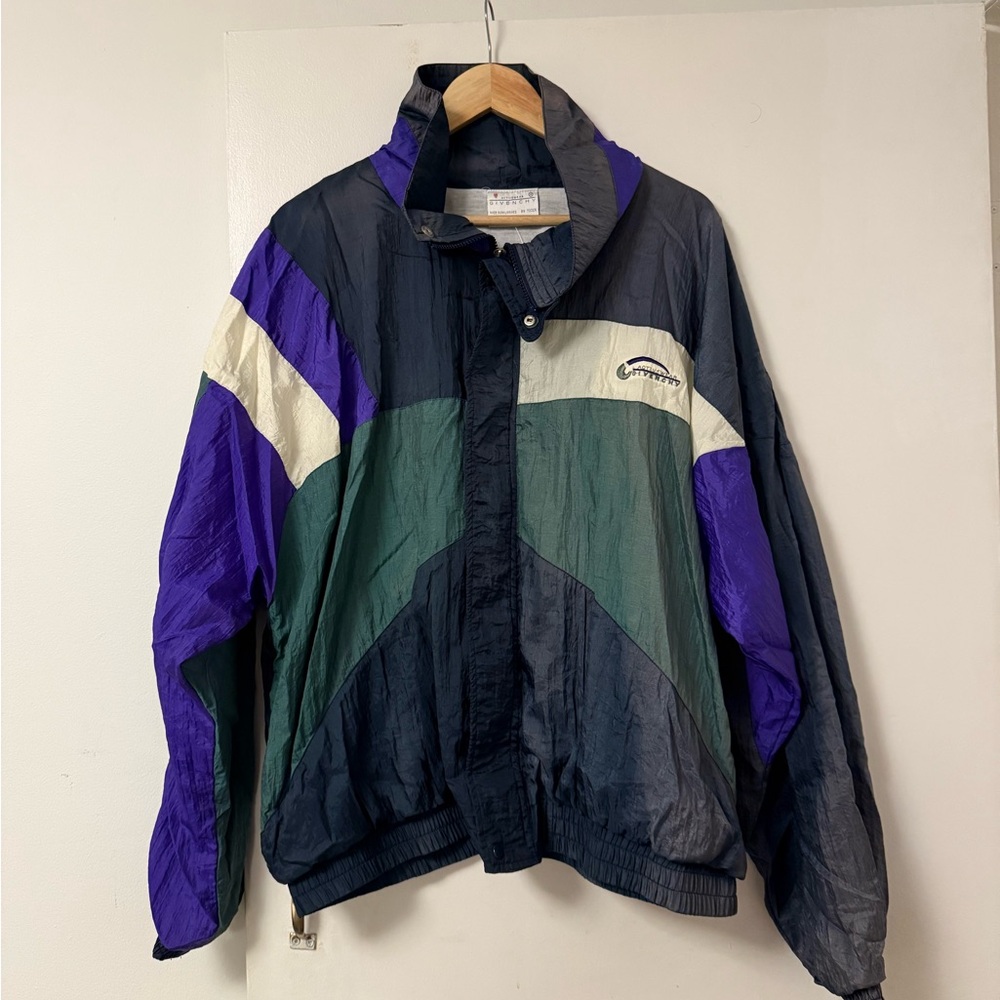Vintage Givenchy Windbreaker Jacket with Purple and Green Accents
